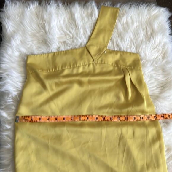 Club Monaco one shoulder satin line green dress Sz-2 - Picture 9 of 14